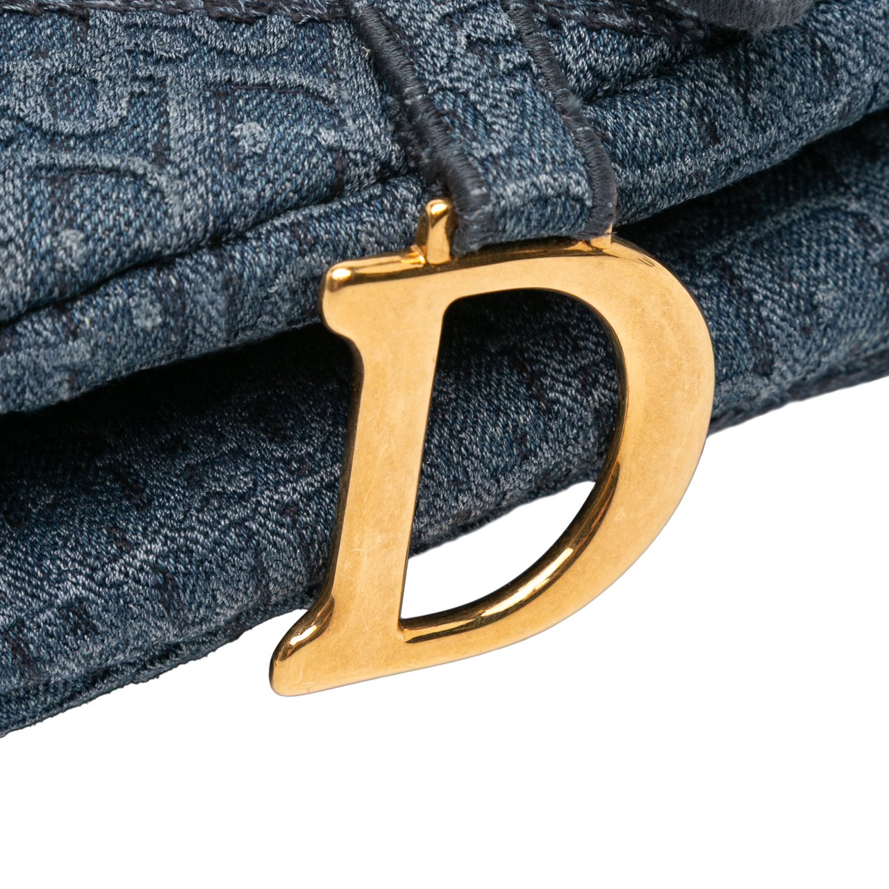 Dior Oblique Denim Embroidered Saddle Bag Blauw