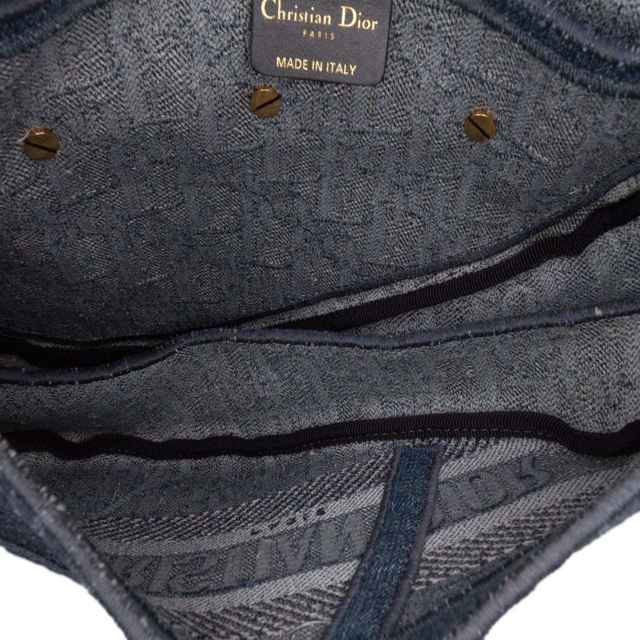 Dior Oblique Denim Embroidered Saddle Bag Blauw