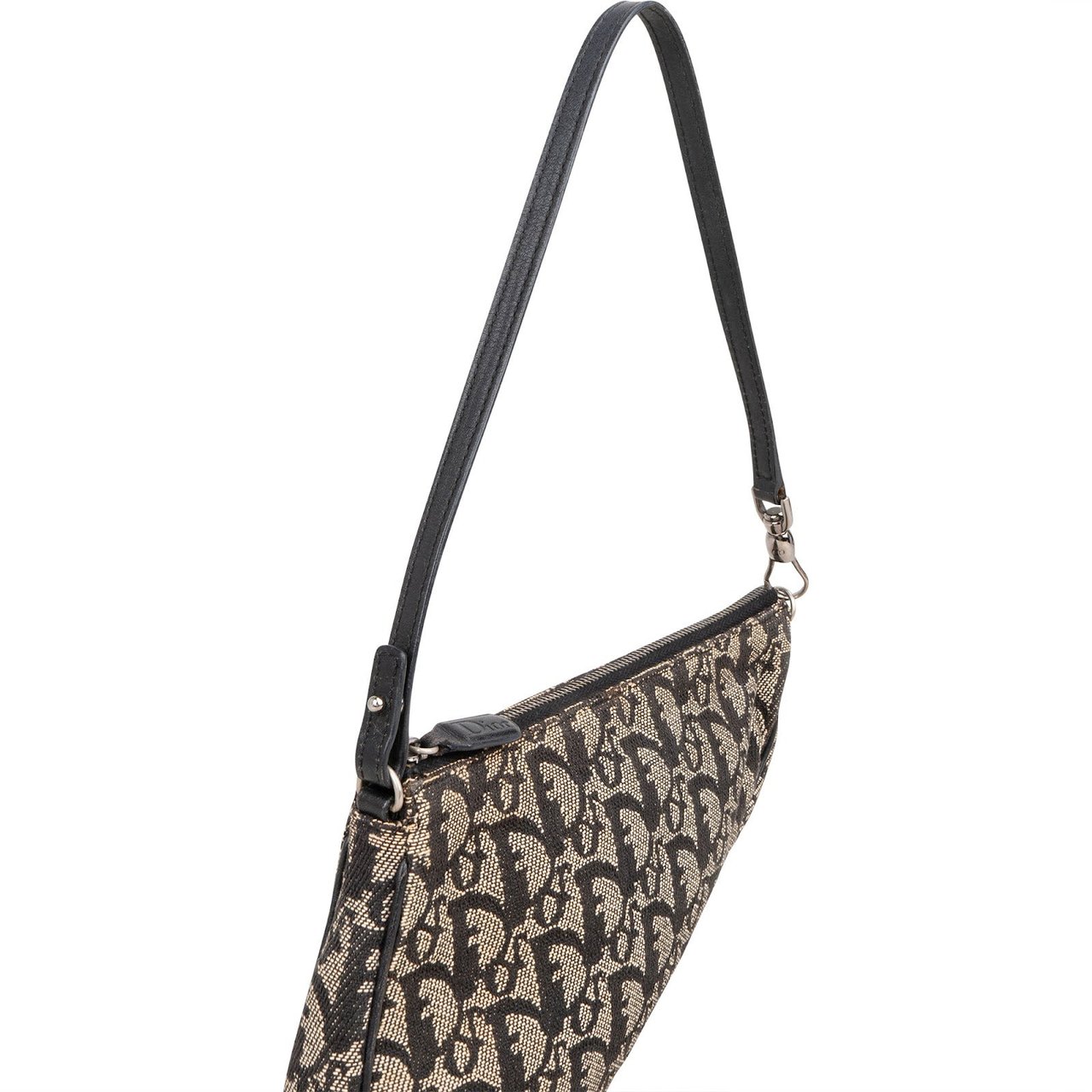 Dior Christian Dior Monogram Trotter Mini Saddle Shoulder Bag Zwart