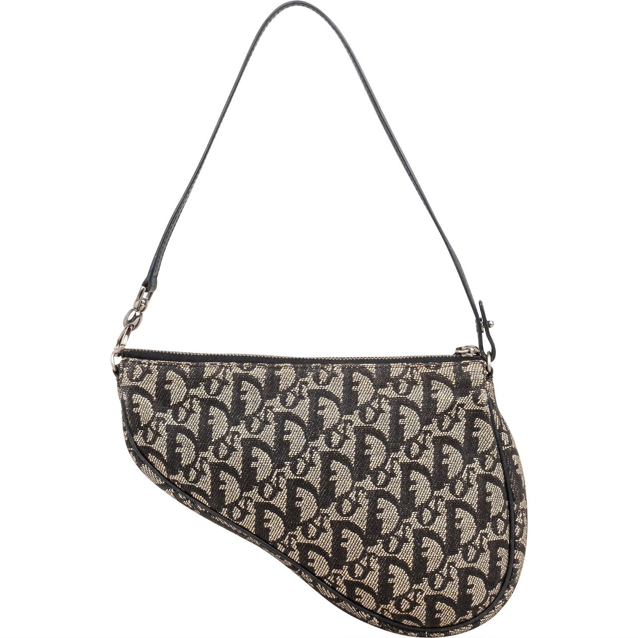 Dior Christian Dior Monogram Trotter Mini Saddle Shoulder Bag Zwart