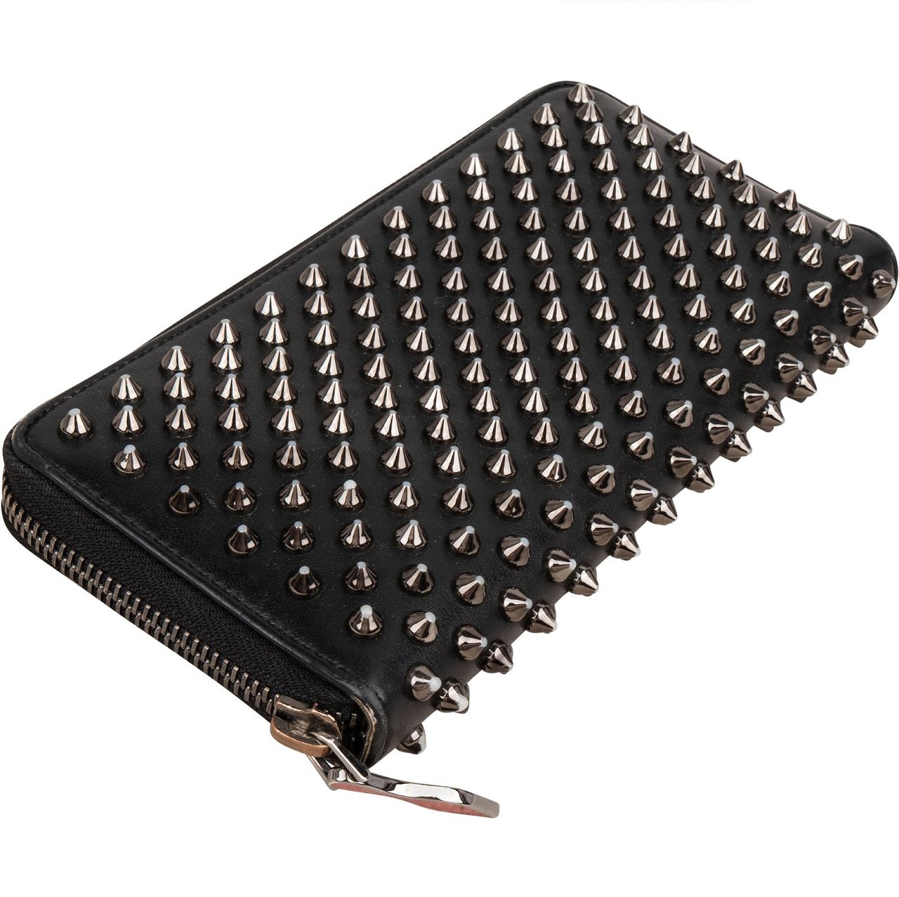 Dior Christian Louboutin Leather Panettone Spikes Wallet Zwart