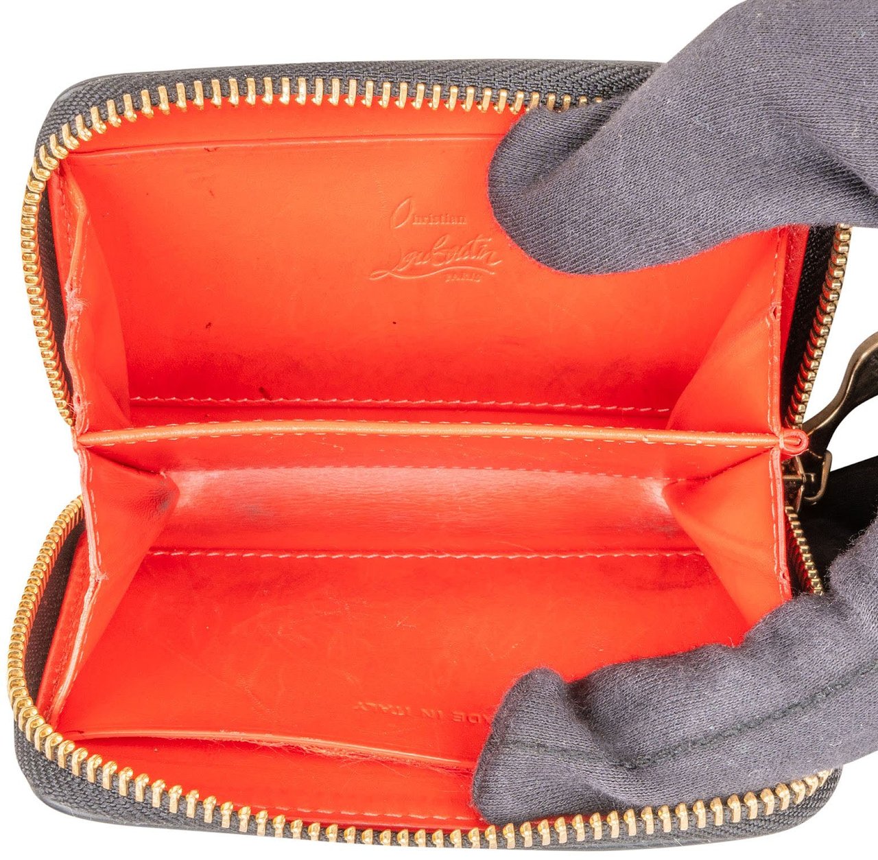 Dior Christian Louboutin Calfskin Panettone Spikes Mini Wallet Zwart
