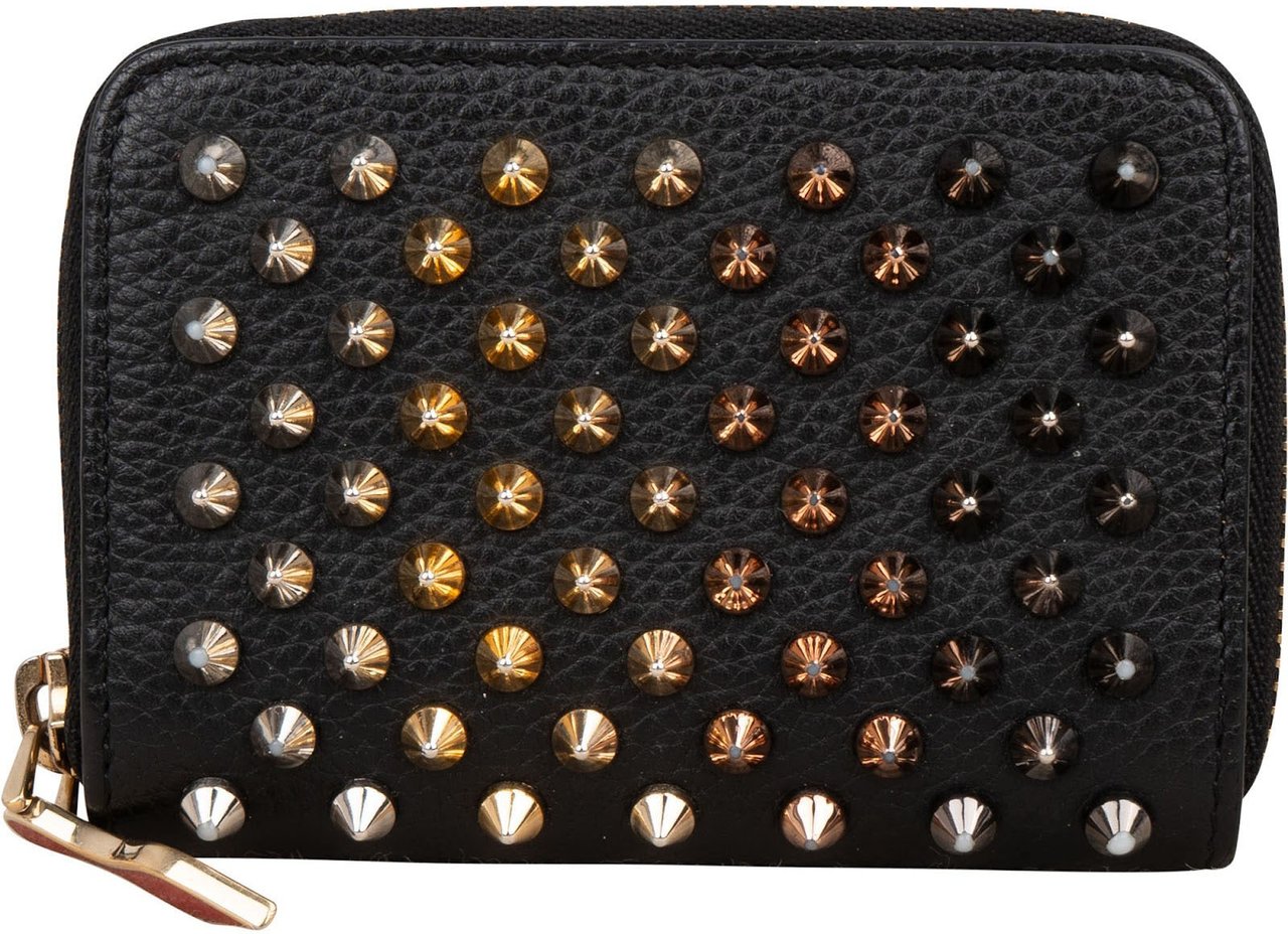 Dior Christian Louboutin Calfskin Panettone Spikes Mini Wallet Zwart