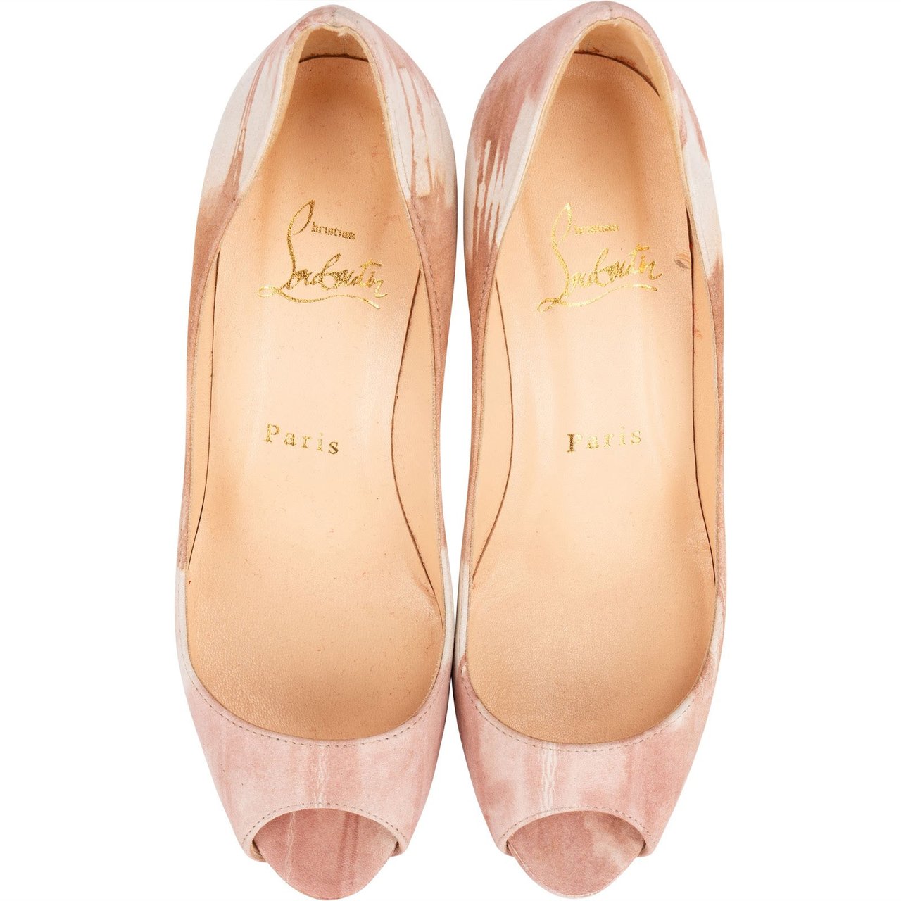 Dior Christian Louboutin Multicolor Suede Tie-Dye Peep Toe Platform Pumps (35,5) Rood