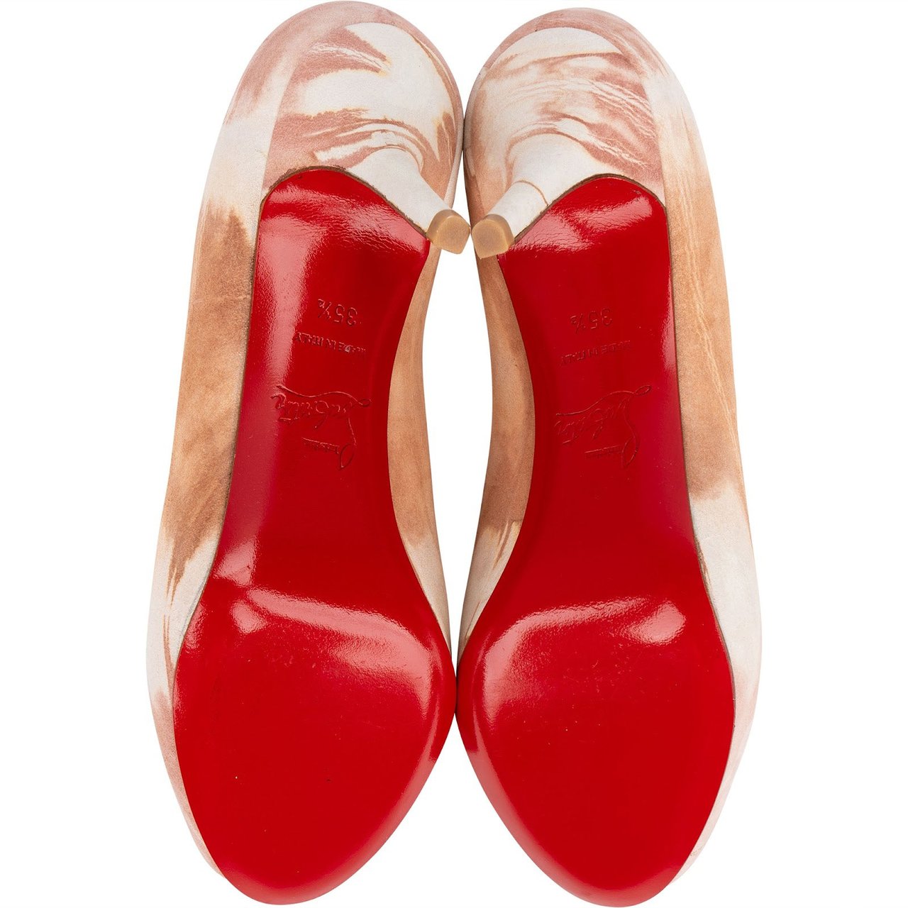 Dior Christian Louboutin Multicolor Suede Tie-Dye Peep Toe Platform Pumps (35,5) Rood