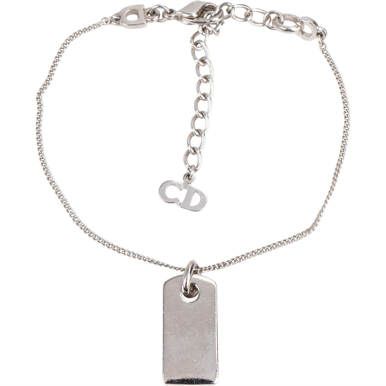 Dior Christian Dior Silver Tone Crystal Pave Emblem Tag Bracelet Divers