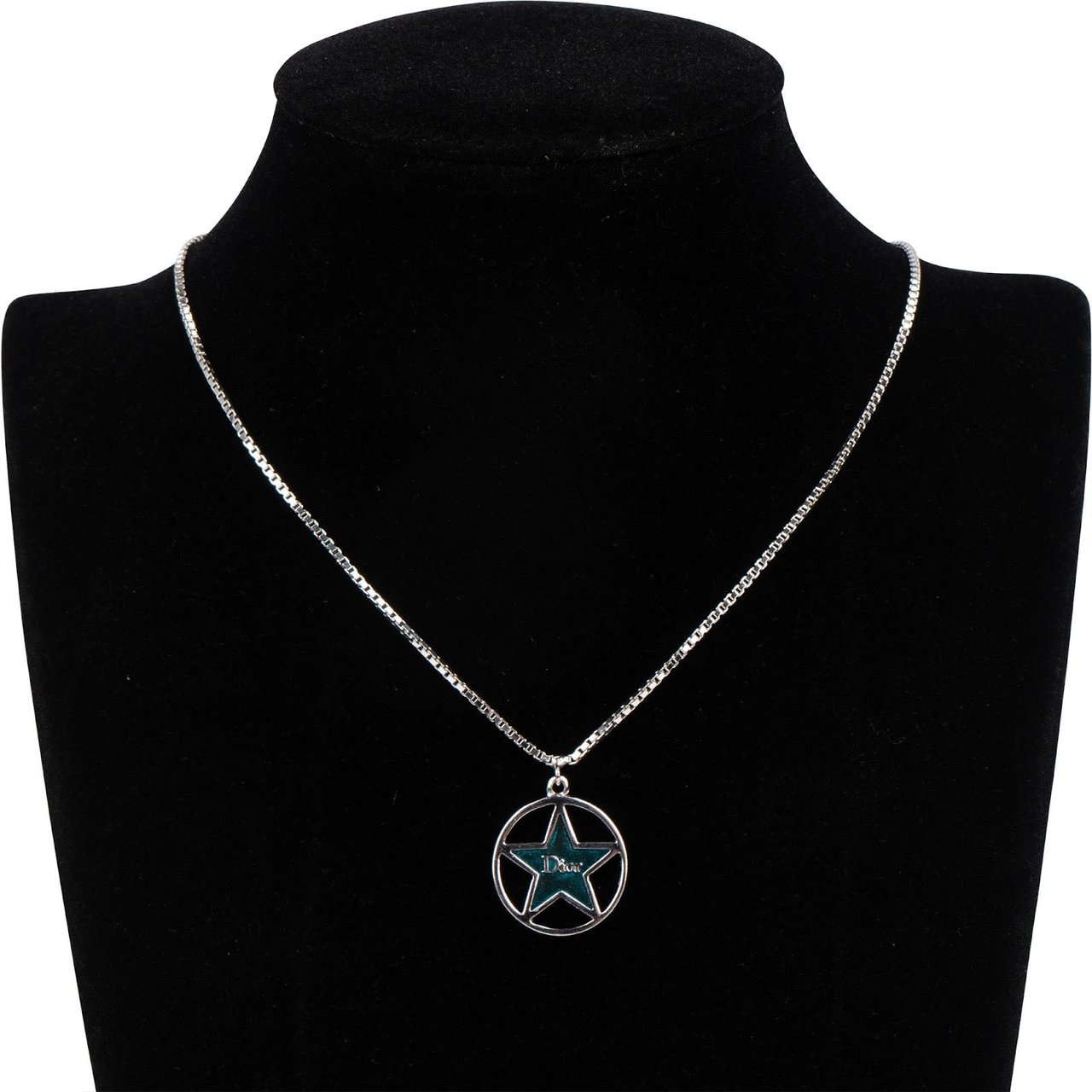 Dior Christian Dior Silver Tone Star Emblem Pendant Necklace Divers