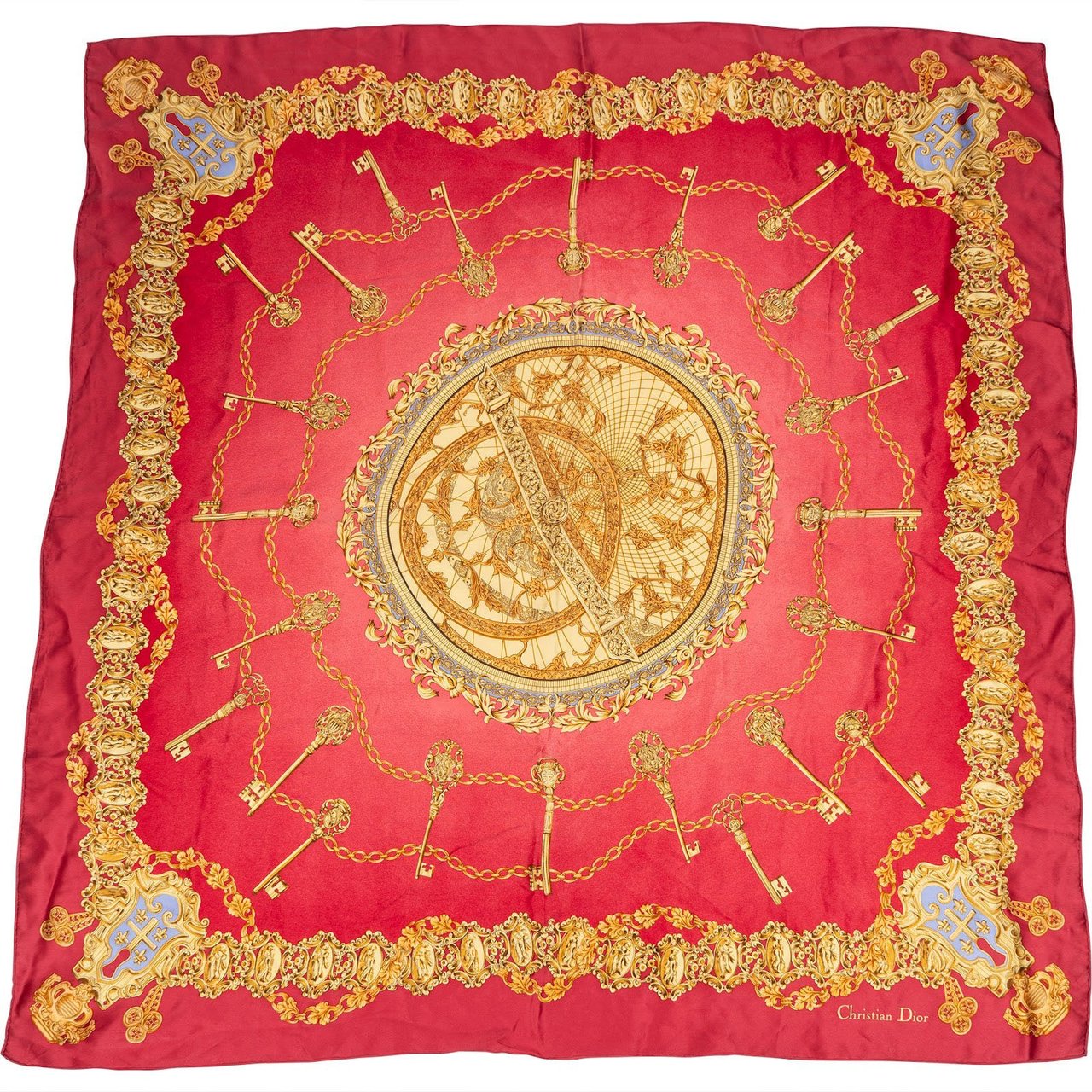Dior Christian Dior Astrologie Keys Silk Scarf Tuch Rood