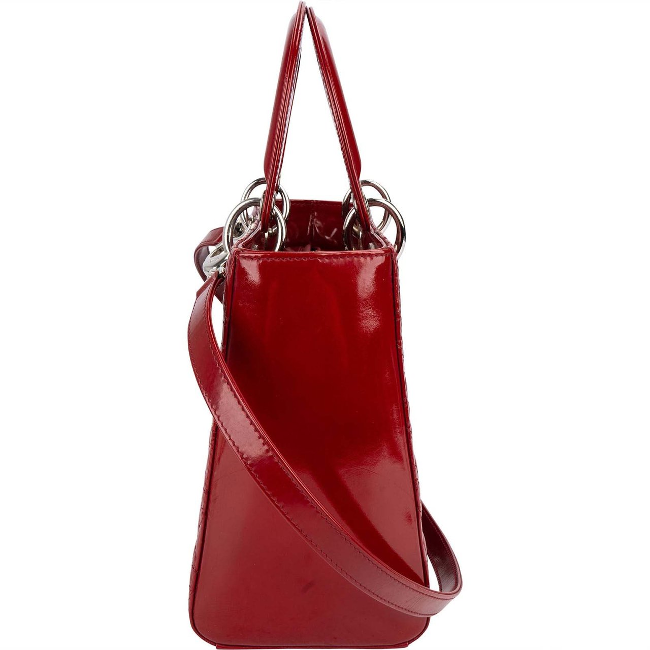 Dior Christian Dior Quilted Patent Leather Lady Dior Handbag Divers