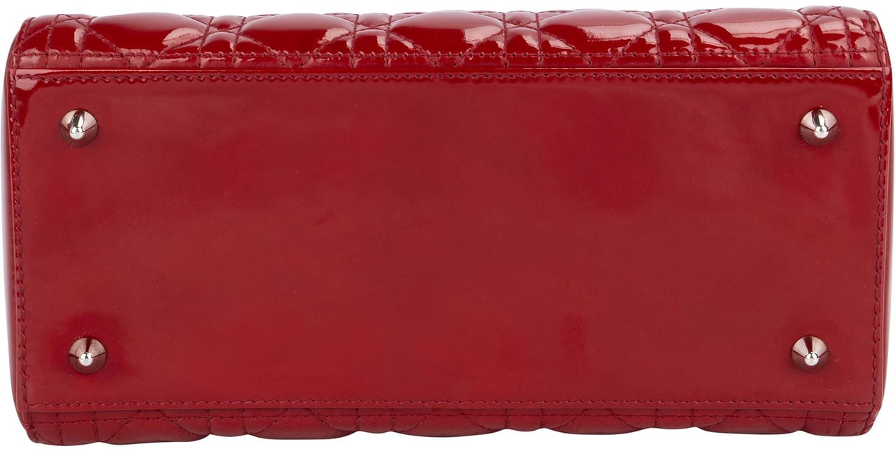 Dior Christian Dior Quilted Patent Leather Lady Dior Handbag Divers