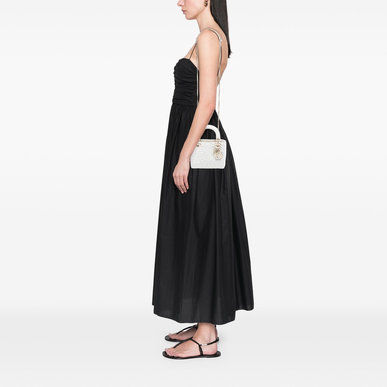 Dior Mini Wavy Crinkled Lambskin Lady Dior Wit