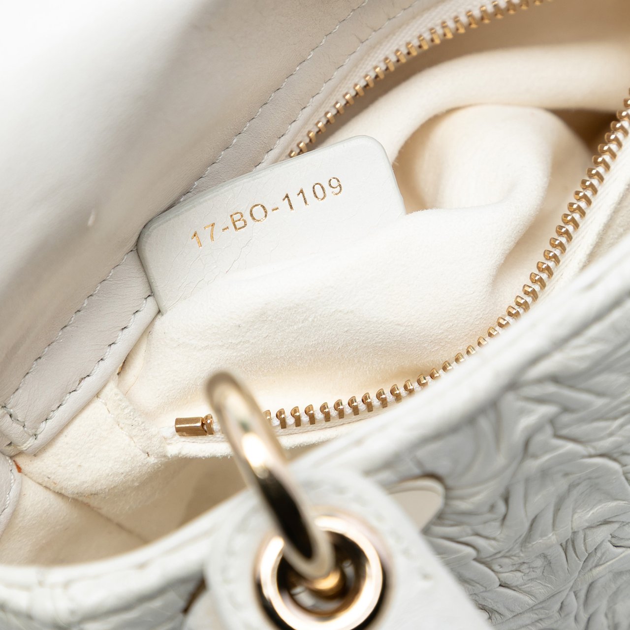 Dior Mini Wavy Crinkled Lambskin Lady Dior Wit