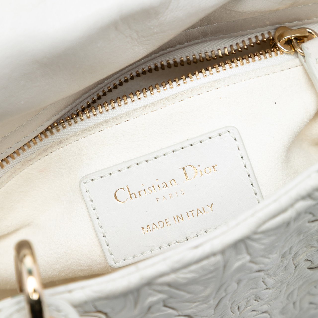 Dior Mini Wavy Crinkled Lambskin Lady Dior Wit