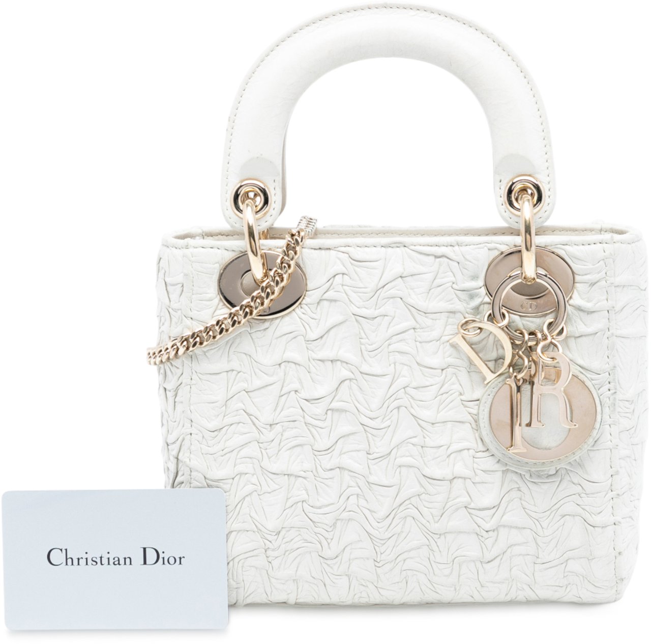 Dior Mini Wavy Crinkled Lambskin Lady Dior Wit