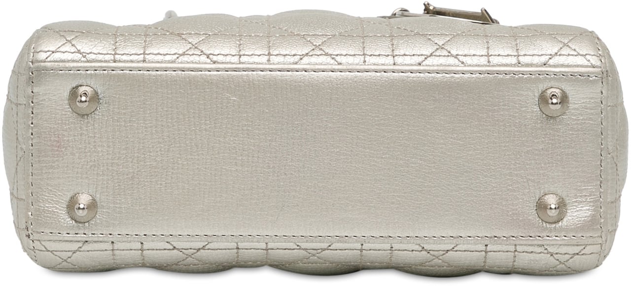 Dior Small Metallic Grained Calfskin Cannage My ABCDior Lady Dior Zilver