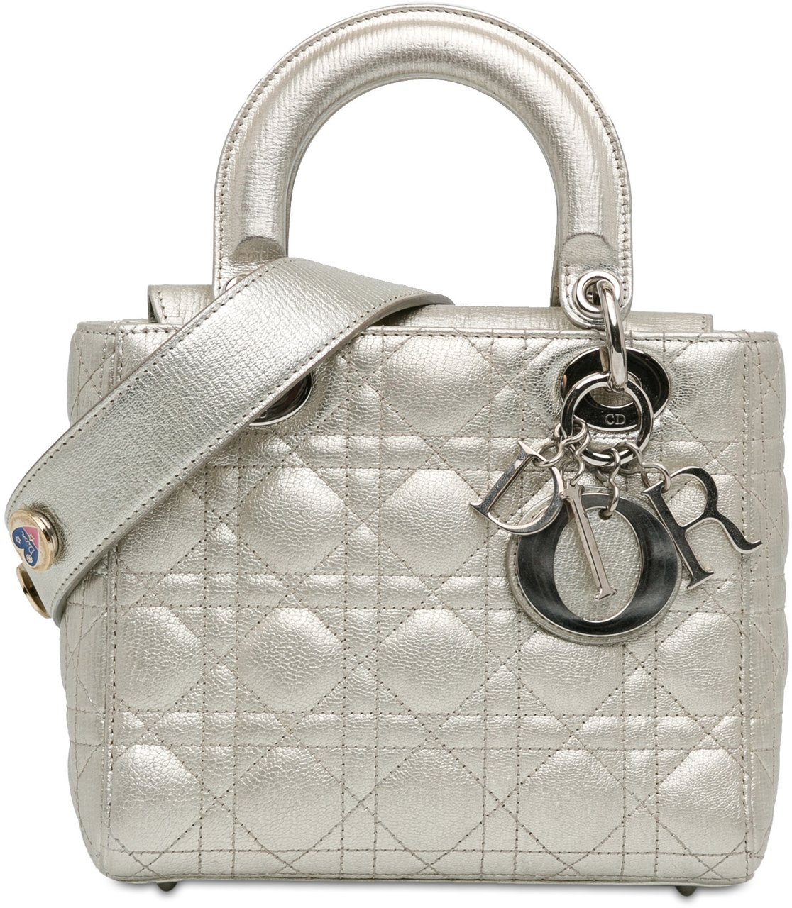 Dior Small Metallic Grained Calfskin Cannage My ABCDior Lady Dior Zilver