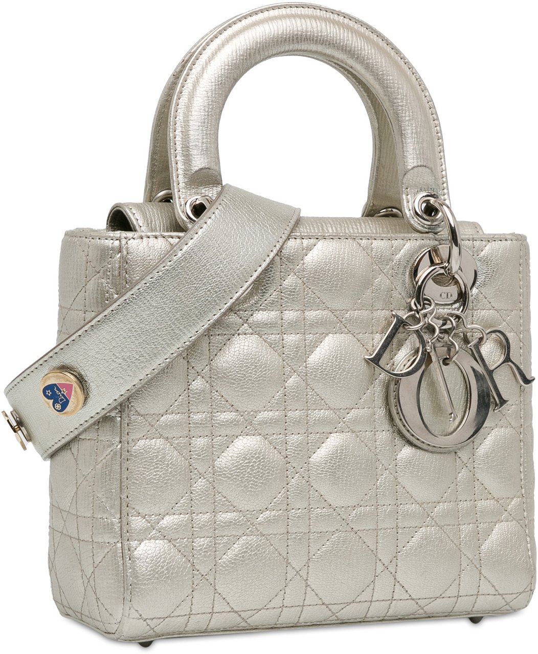 Dior Small Metallic Grained Calfskin Cannage My ABCDior Lady Dior Zilver
