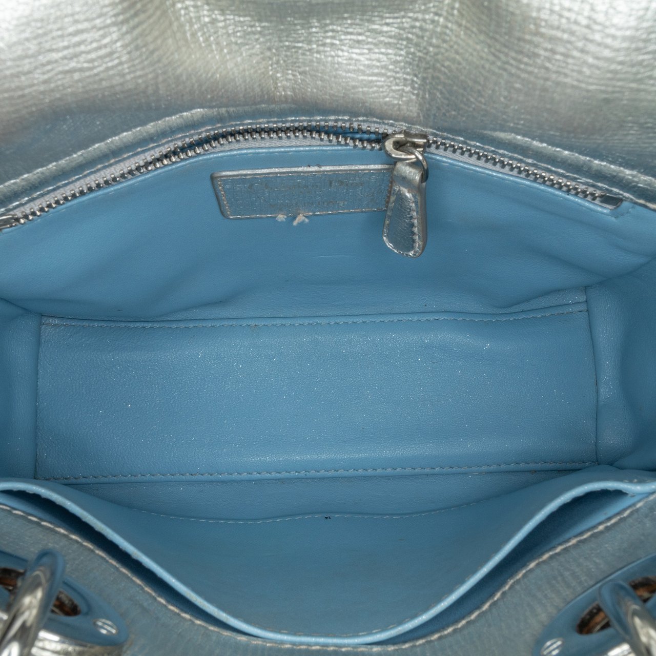 Dior Small Metallic Grained Calfskin Cannage My ABCDior Lady Dior Zilver