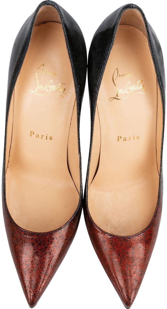Dior Christian Louboutin Glitter Ombre Patent Leather Decollete So Kate 100 Pumps (36) Zwart
