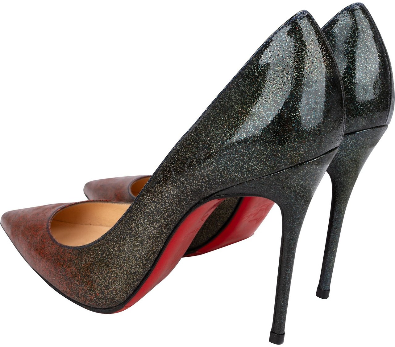 Dior Christian Louboutin Glitter Ombre Patent Leather Decollete So Kate 100 Pumps (36) Zwart