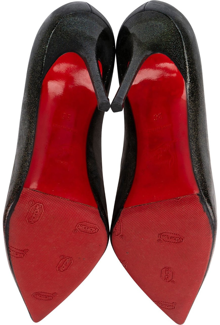 Dior Christian Louboutin Glitter Ombre Patent Leather Decollete So Kate 100 Pumps (36) Zwart