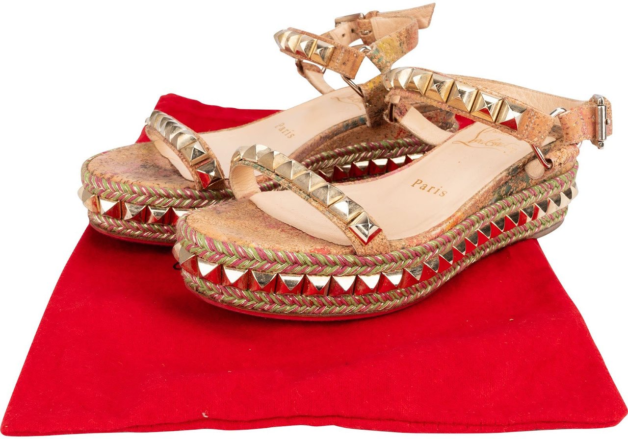 Dior Christian Louboutin Multicolor Braided Studded Cataclou Sandals (35) Divers