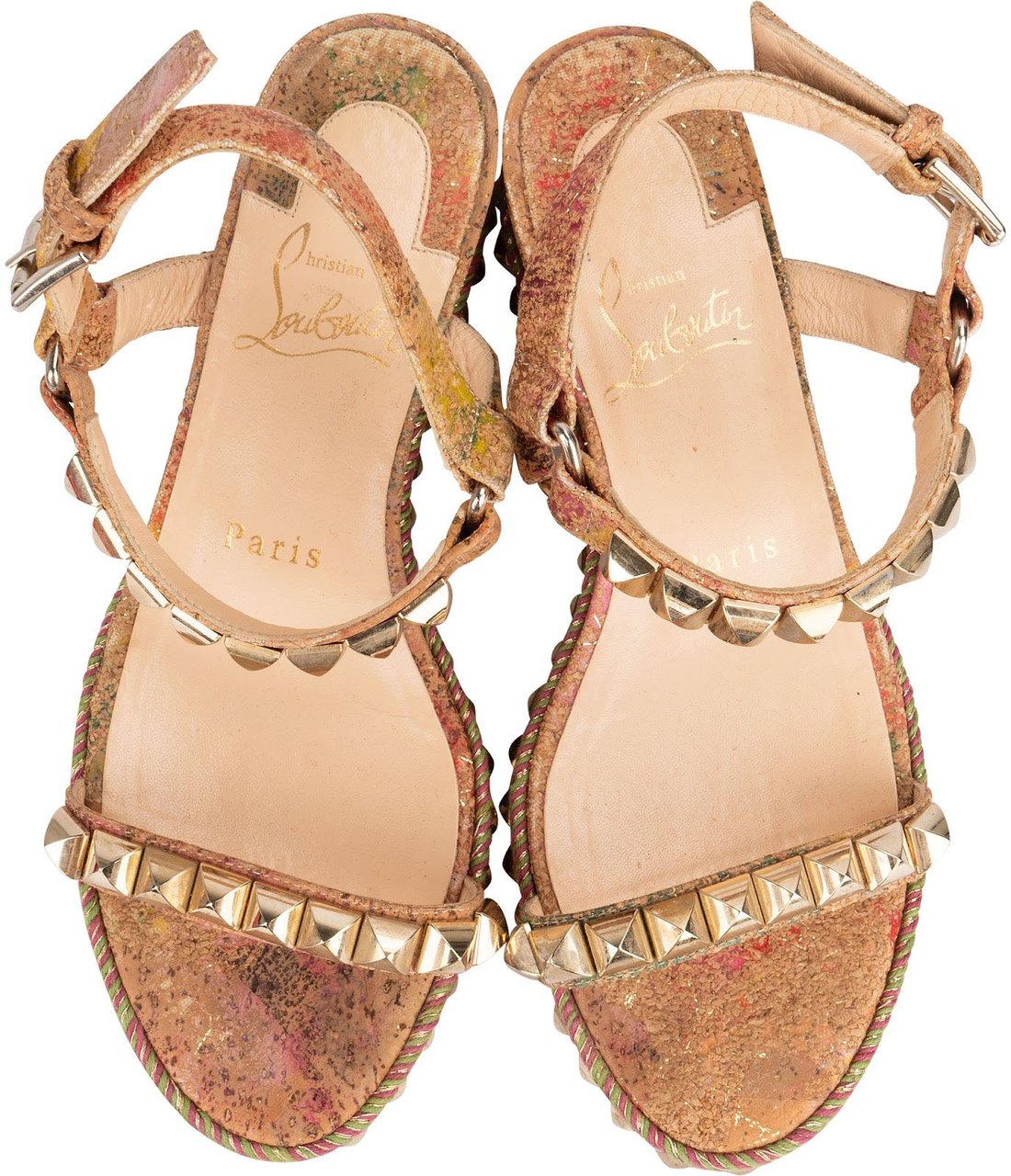 Dior Christian Louboutin Multicolor Braided Studded Cataclou Sandals (35) Divers