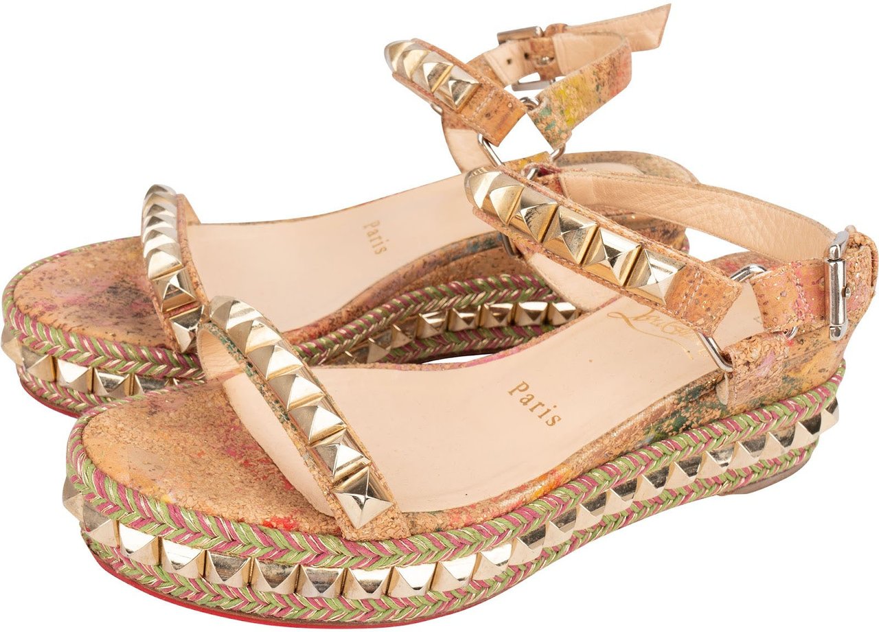 Dior Christian Louboutin Multicolor Braided Studded Cataclou Sandals (35) Divers