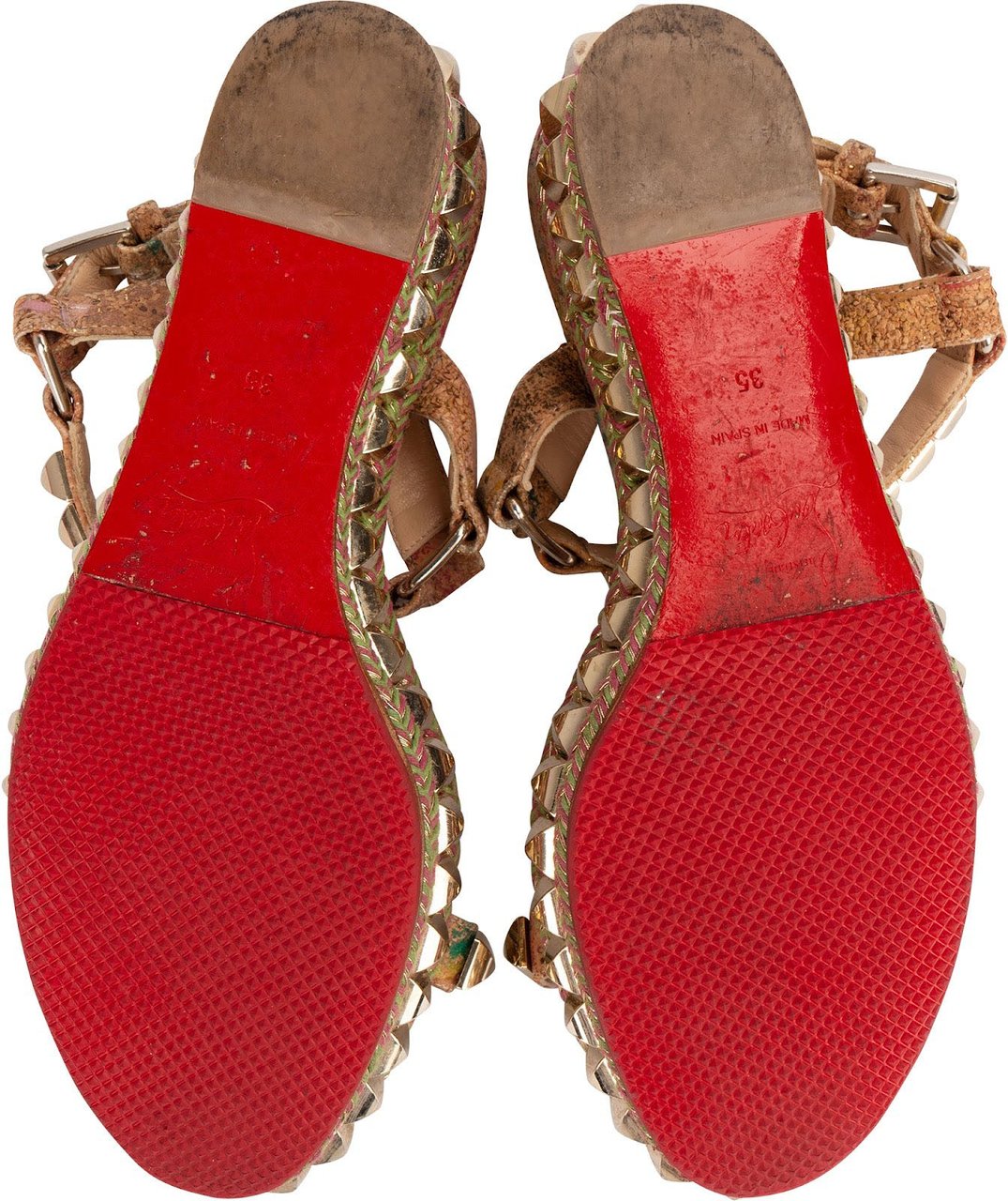 Dior Christian Louboutin Multicolor Braided Studded Cataclou Sandals (35) Divers