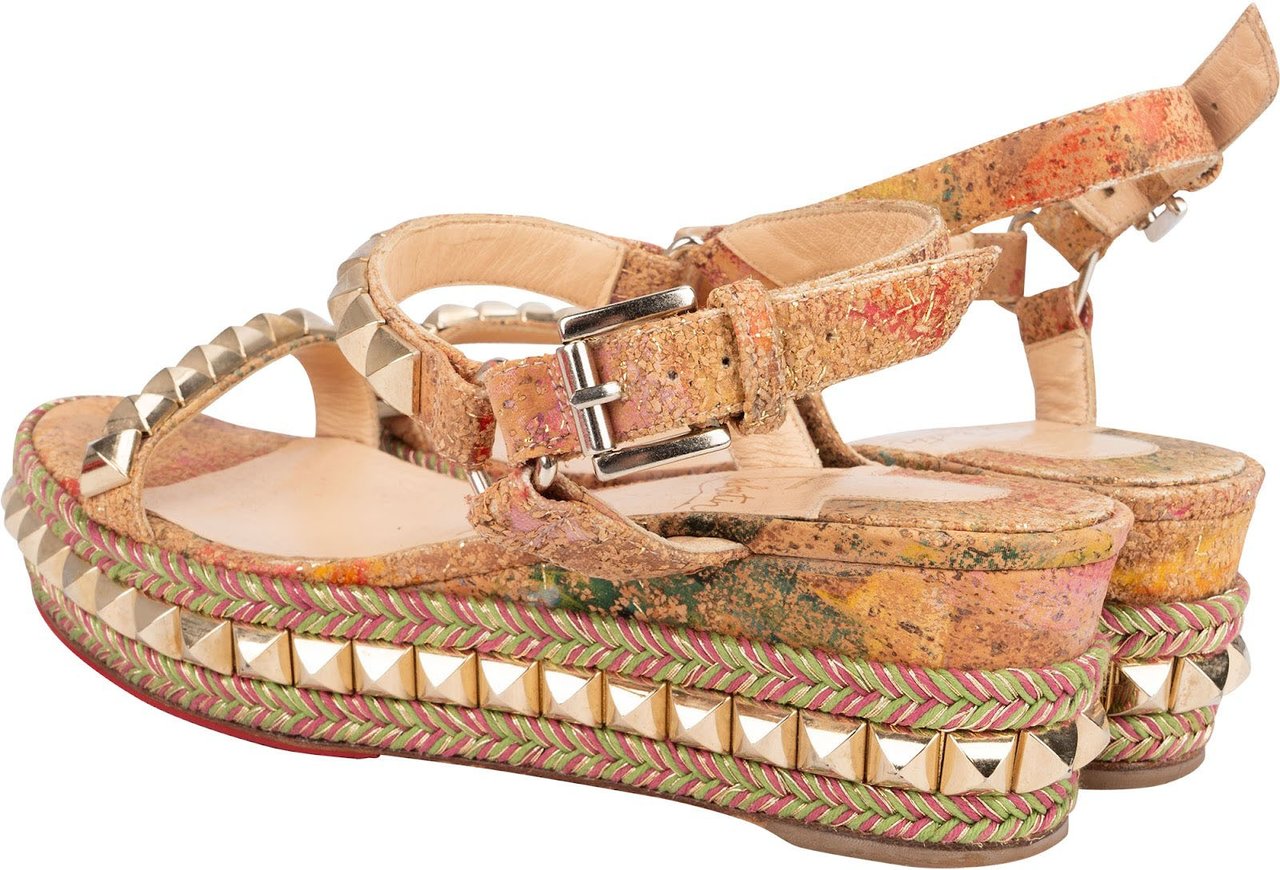Dior Christian Louboutin Multicolor Braided Studded Cataclou Sandals (35) Divers