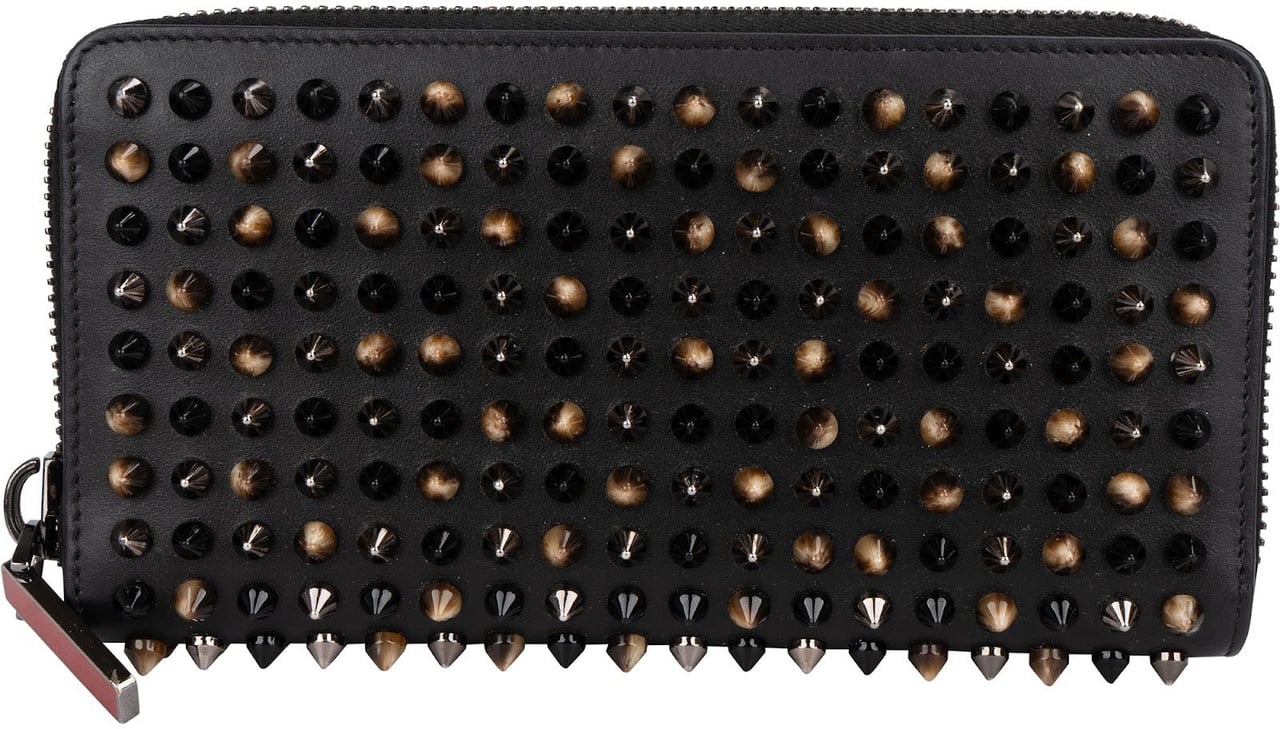 Dior Christian Louboutin Panettone Spikes Zip Around Wallet Zwart