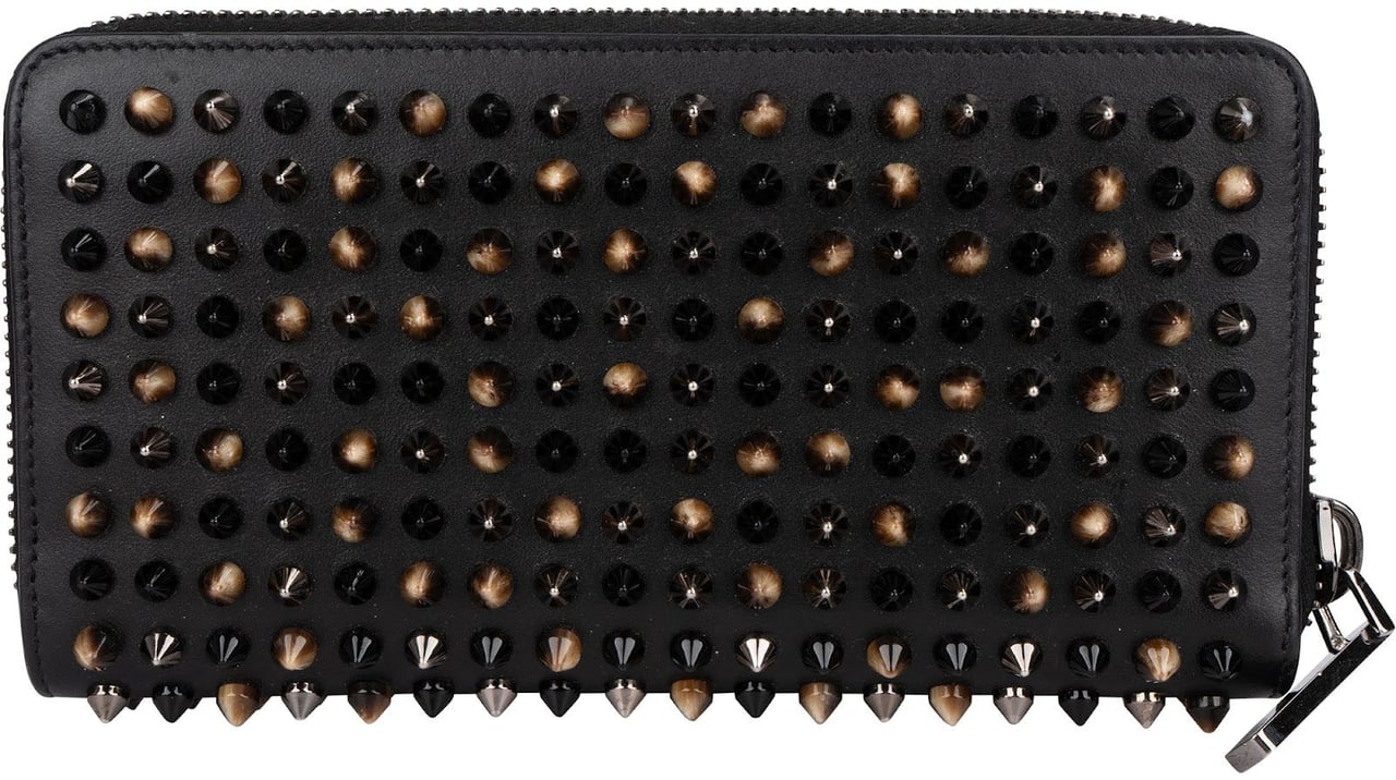 Dior Christian Louboutin Panettone Spikes Zip Around Wallet Zwart