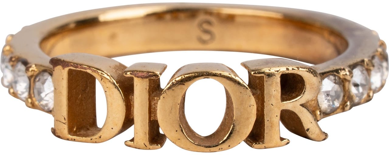 Dior Christian Dior Emblem Crystal Ring (51) Oranje