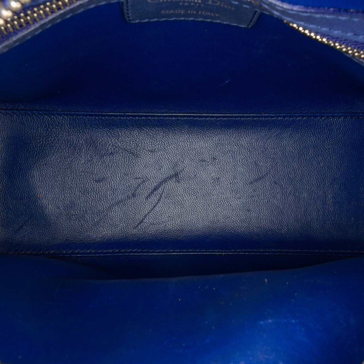 Dior Medium Ultra Matte Calfskin Cannage Embossed Lady Dior Blauw