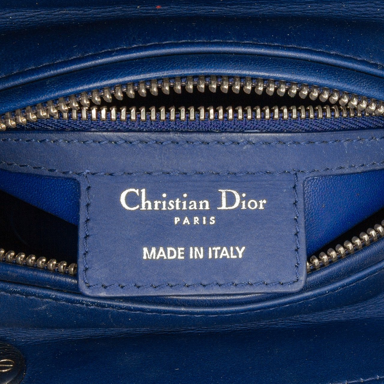 Dior Medium Ultra Matte Calfskin Cannage Embossed Lady Dior Blauw