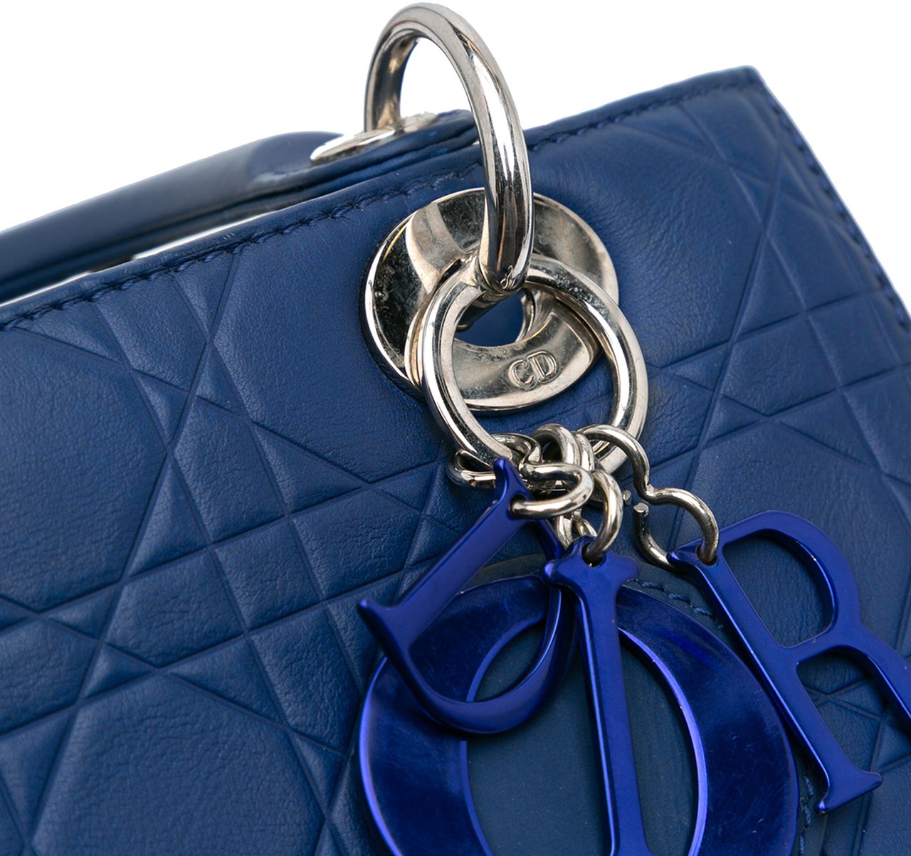 Dior Medium Ultra Matte Calfskin Cannage Embossed Lady Dior Blauw
