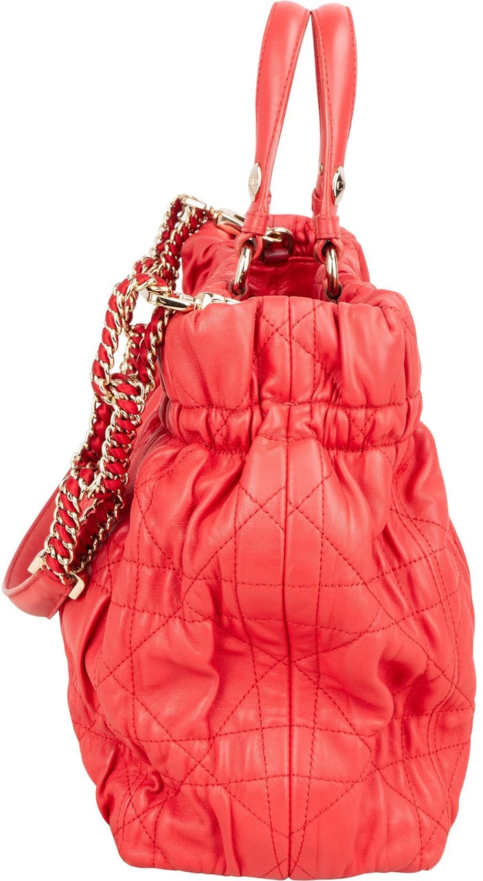 Dior Christian Dior Red Quilted Leather Delices Handbag Rood