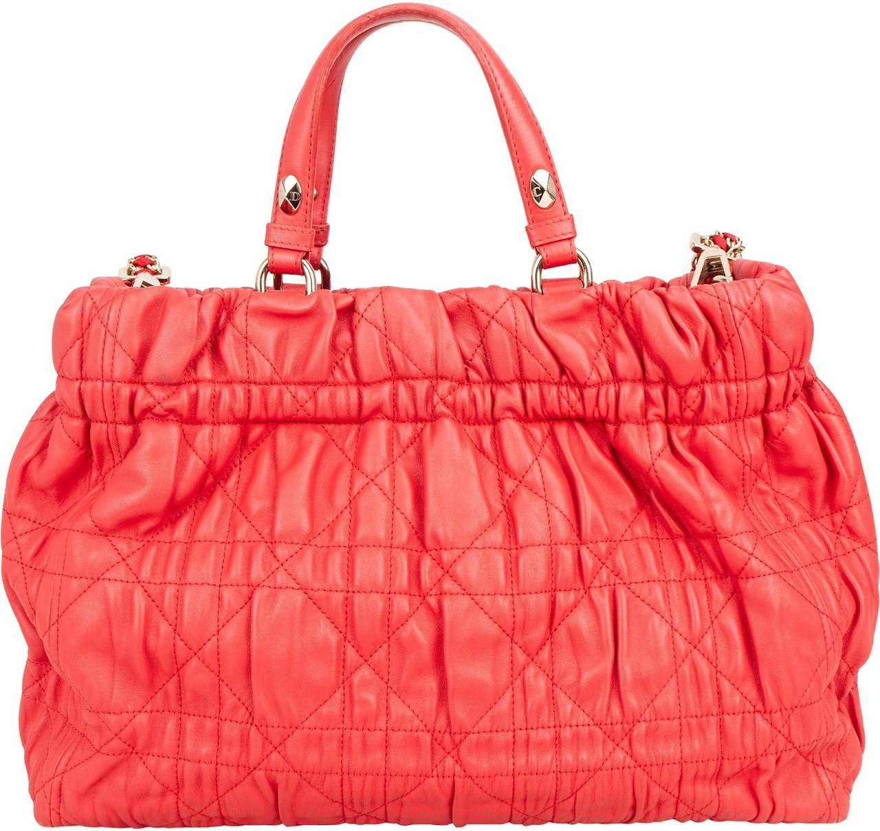 Dior Christian Dior Red Quilted Leather Delices Handbag Rood