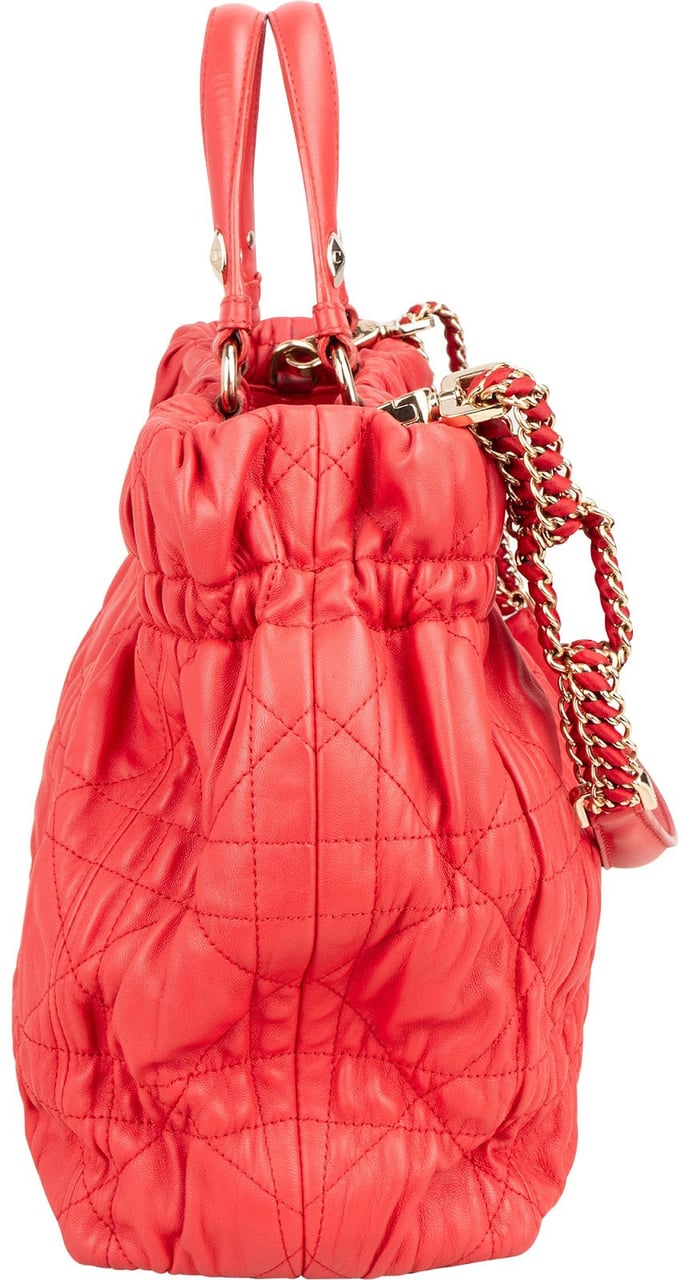 Dior Christian Dior Red Quilted Leather Delices Handbag Rood