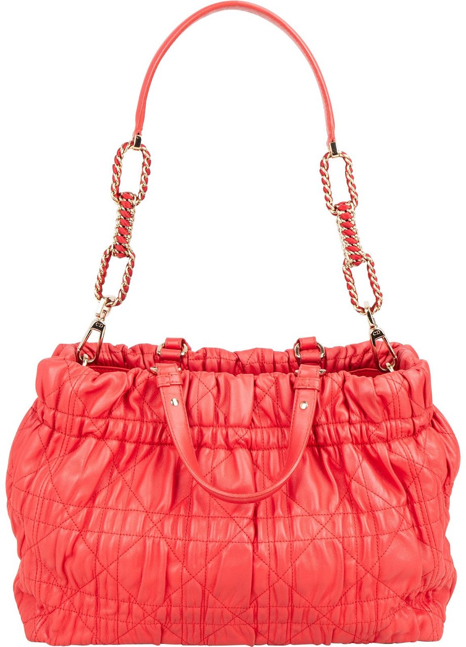 Dior Christian Dior Red Quilted Leather Delices Handbag Rood