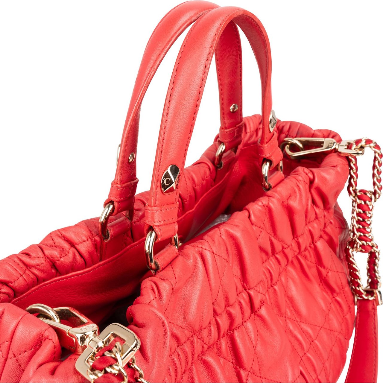 Dior Christian Dior Red Quilted Leather Delices Handbag Rood