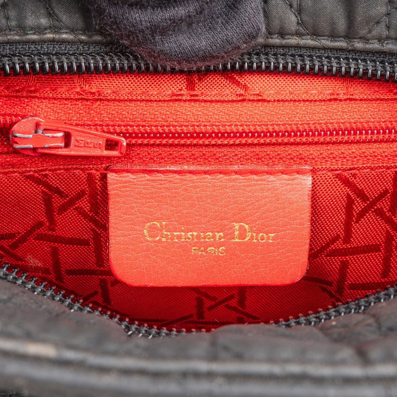 Dior Christian Dior Quilted Nylon Lady Dior Handbag Zwart