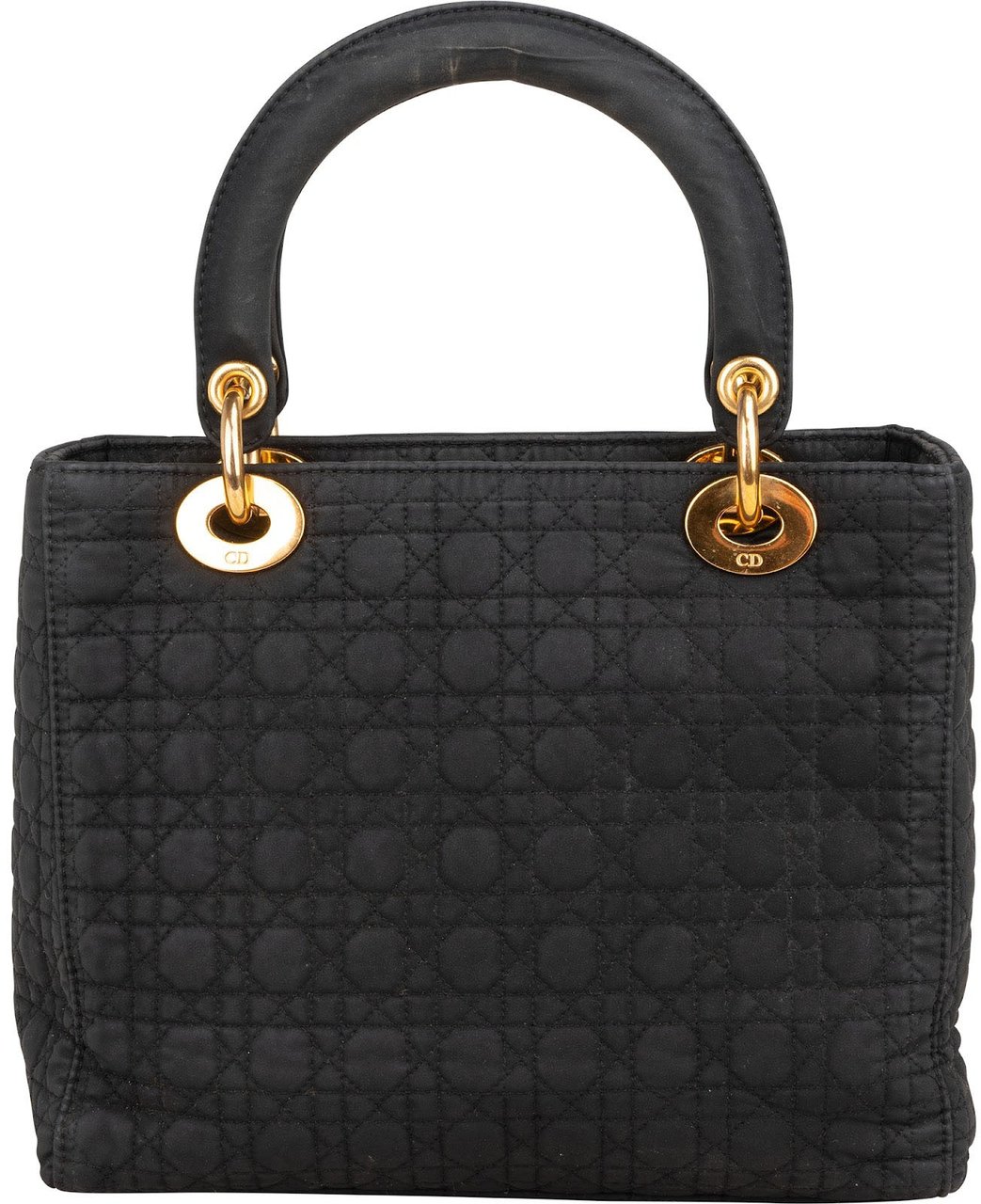 Dior Christian Dior Quilted Nylon Lady Dior Handbag Zwart