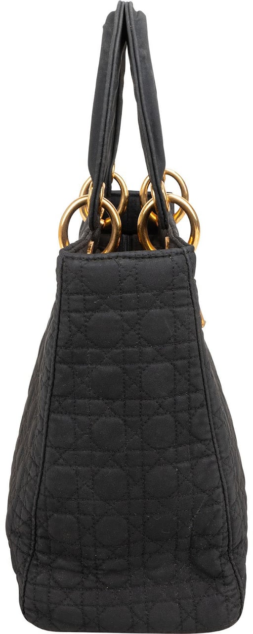 Dior Christian Dior Quilted Nylon Lady Dior Handbag Zwart