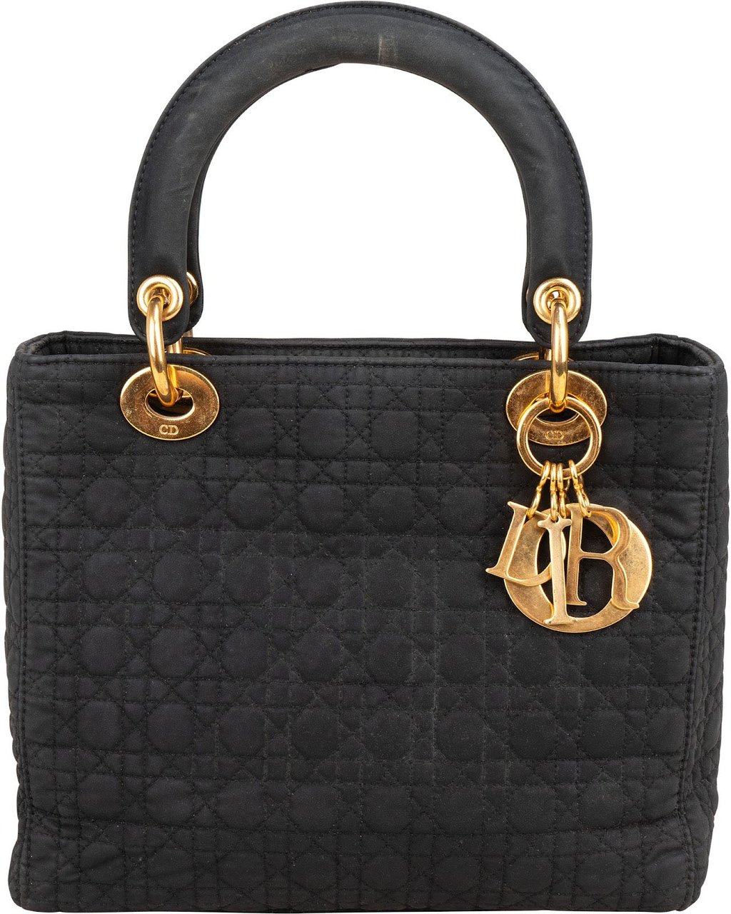 Dior Christian Dior Quilted Nylon Lady Dior Handbag Zwart
