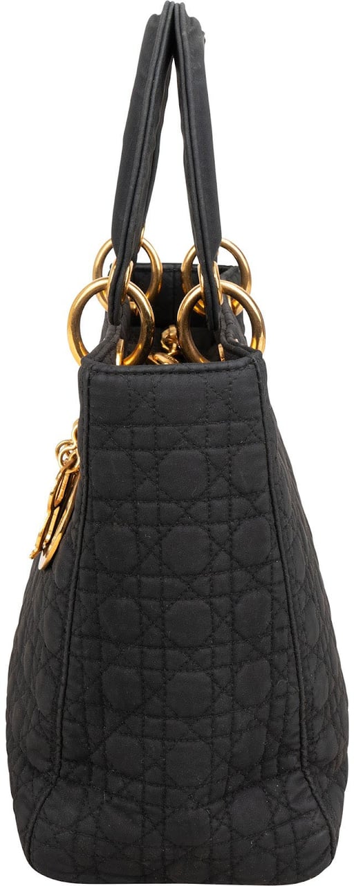 Dior Christian Dior Quilted Nylon Lady Dior Handbag Zwart