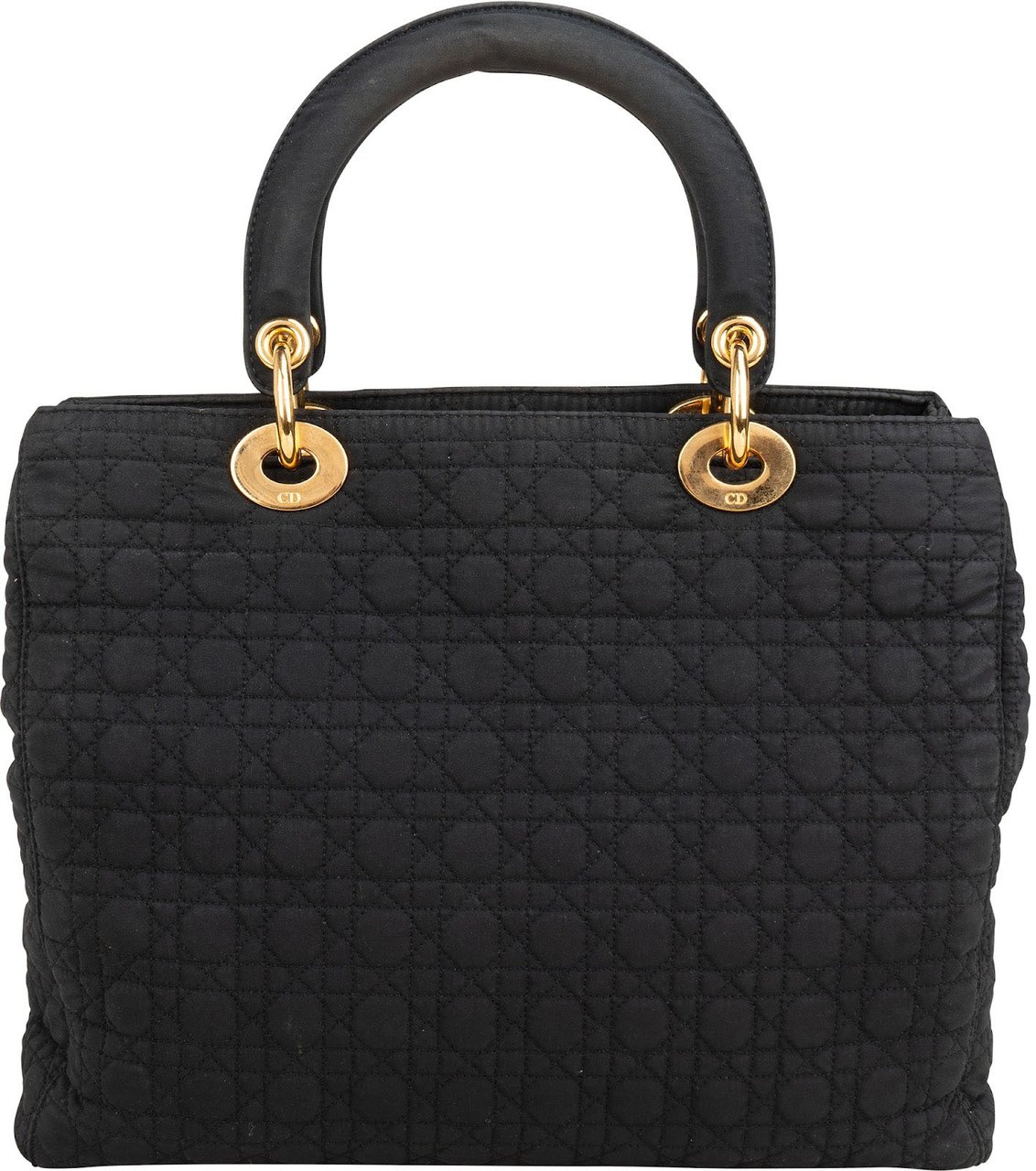 Dior Christian Dior Quilted Nylon Medium Lady Dior Handbag Zwart