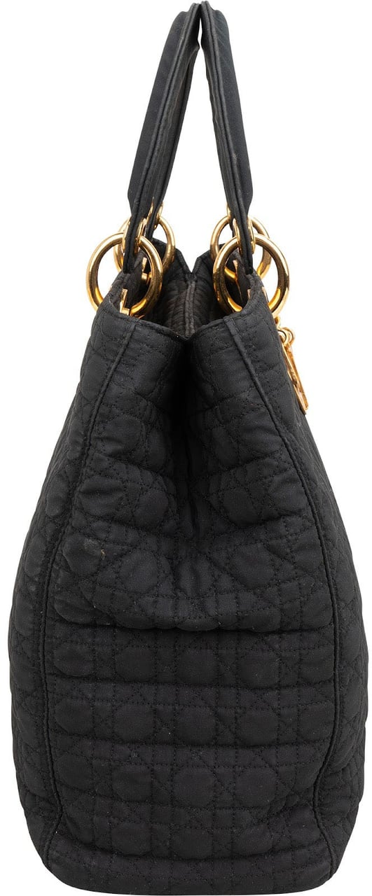 Dior Christian Dior Quilted Nylon Medium Lady Dior Handbag Zwart