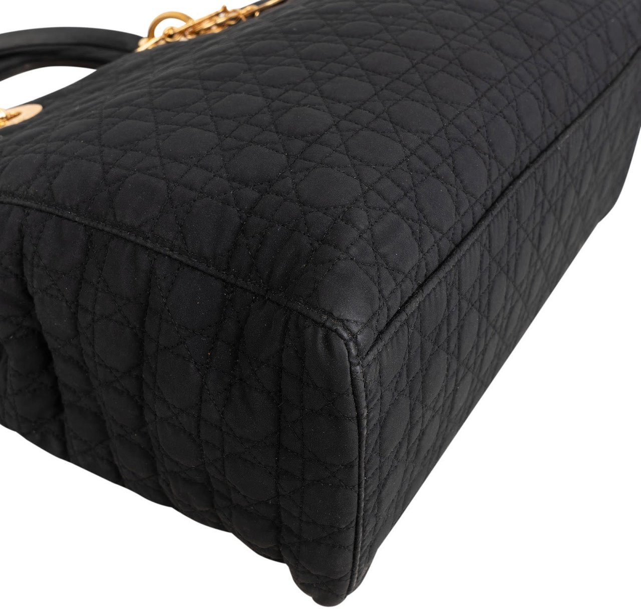 Dior Christian Dior Quilted Nylon Medium Lady Dior Handbag Zwart