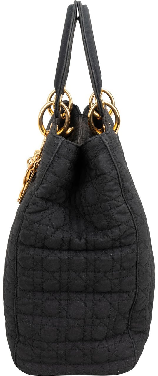 Dior Christian Dior Quilted Nylon Medium Lady Dior Handbag Zwart